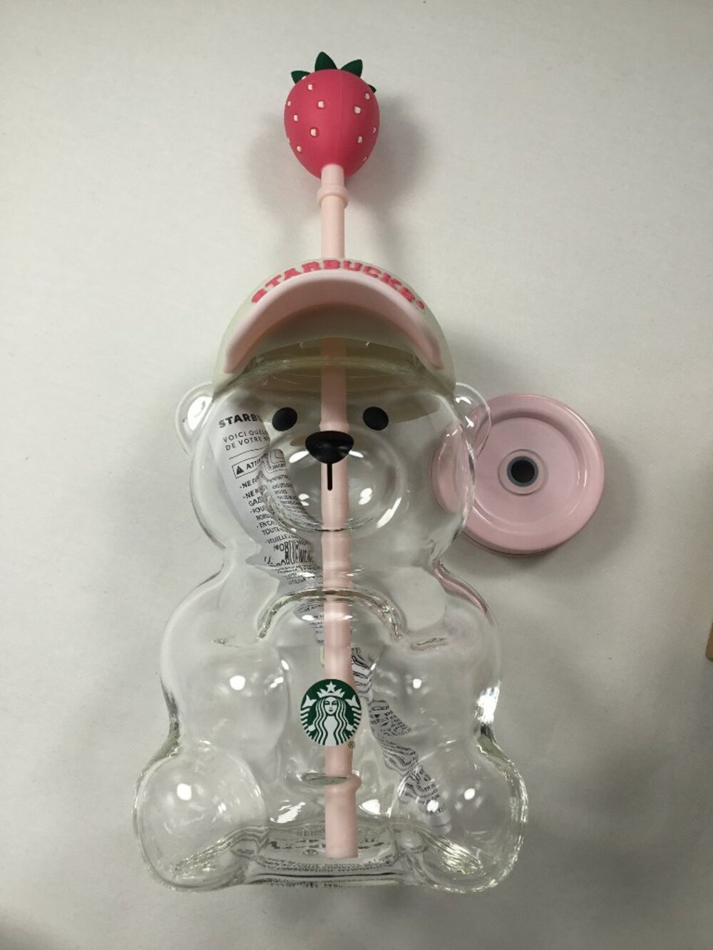 Starbucks Pink Bearista Glass Cold Cup 20 oz